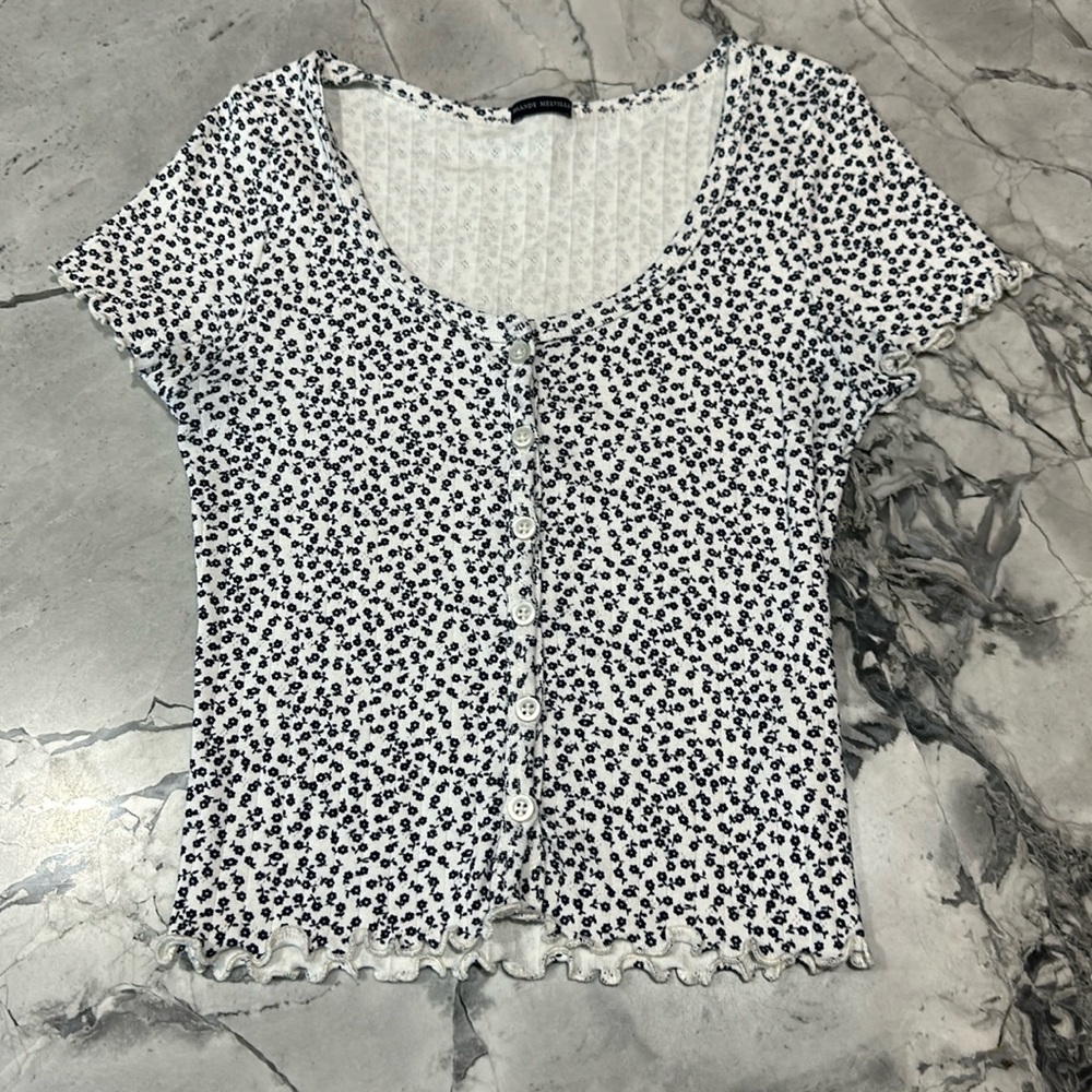 BRANDY MELVILLE SCOOP FLORAL TOP
